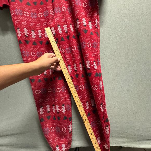 Fabletics‎ Women's Red Fair Isle Cozy Fleece Hooded Jumpsuit Pajama Medium - Picture 10 of 11